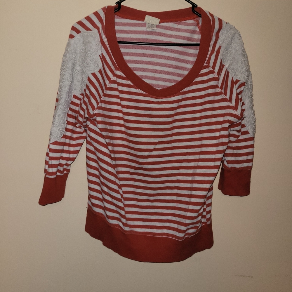 Red and white stripe top